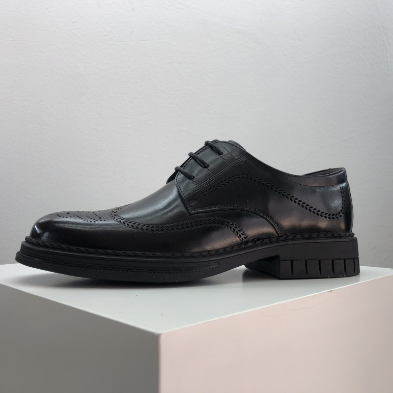 AUTUMN NEW FACTORY DIRECT  LEATHER MENS SHOES BRITISH TREND VERSATILE FASHIONABLE DRESS LEATHER SHOES FLAT HEEL LACE-UP SHOES