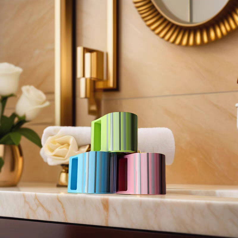 三美优家洗漱杯浴室刷牙杯塑料漱口杯家用儿童牙刷杯简约彩色条纹