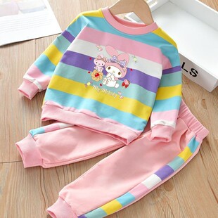 2025春秋新款 美乐蒂女宝宝儿童洋气卫衣两件套 女童库洛米彩虹套装