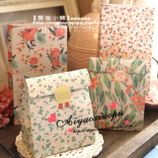 爱瑶包装 生日礼袋糖果DIY袋 中号平口碎花礼品收纳纸袋礼物包装