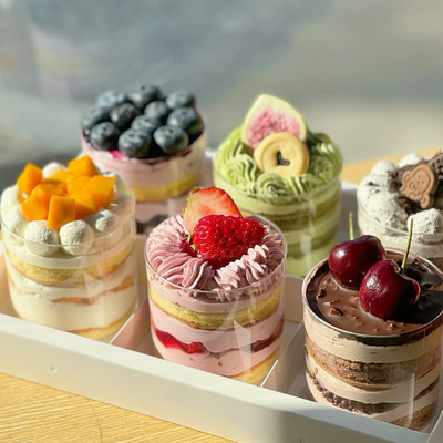 200ML圆形慕斯杯蛋糕杯布丁杯甜品台加厚塑料杯子一次性圆杯方杯