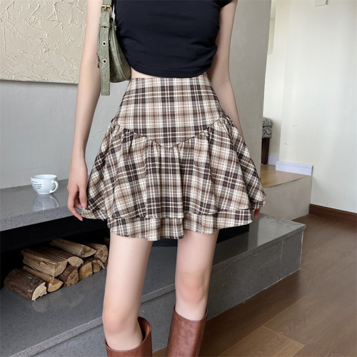 甜辣妹高级感小个子荷叶边伞裙