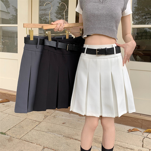 轻奢学院风遮胯显瘦中长款百褶裙