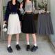 a字裙子 设计感中长款 美式 复古灰色百褶裙学院风半身裙女春夏大码