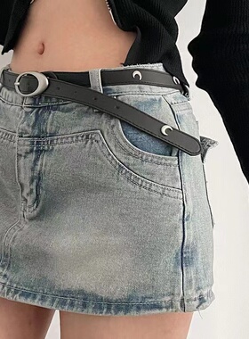 小众设计感美式腰带女2023新款夏季百搭ins休闲皮带黑色星星黑色