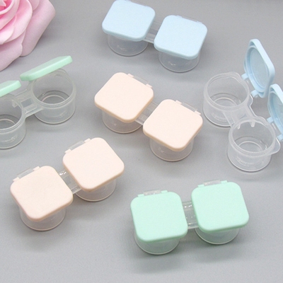 隐形眼镜盒翻盖独立按压双联盒