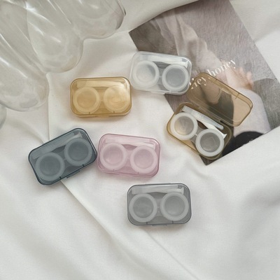 ins冷淡风隐形眼镜盒简约透明色