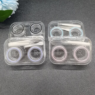 全透明一体隐形眼镜盒带防漏水圈美瞳盒子货源稳定无需拧盖伴侣盒