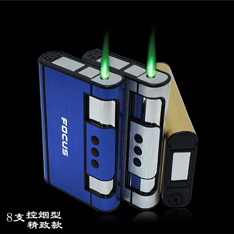 焦点自动弹烟打火机烟盒 8支装控烟型创意超薄男士香菸盒个性定制