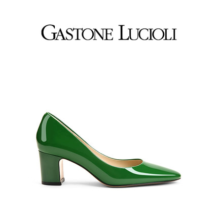 Gastone lucioli/歌斯东尼 圆头漆皮通勤单鞋