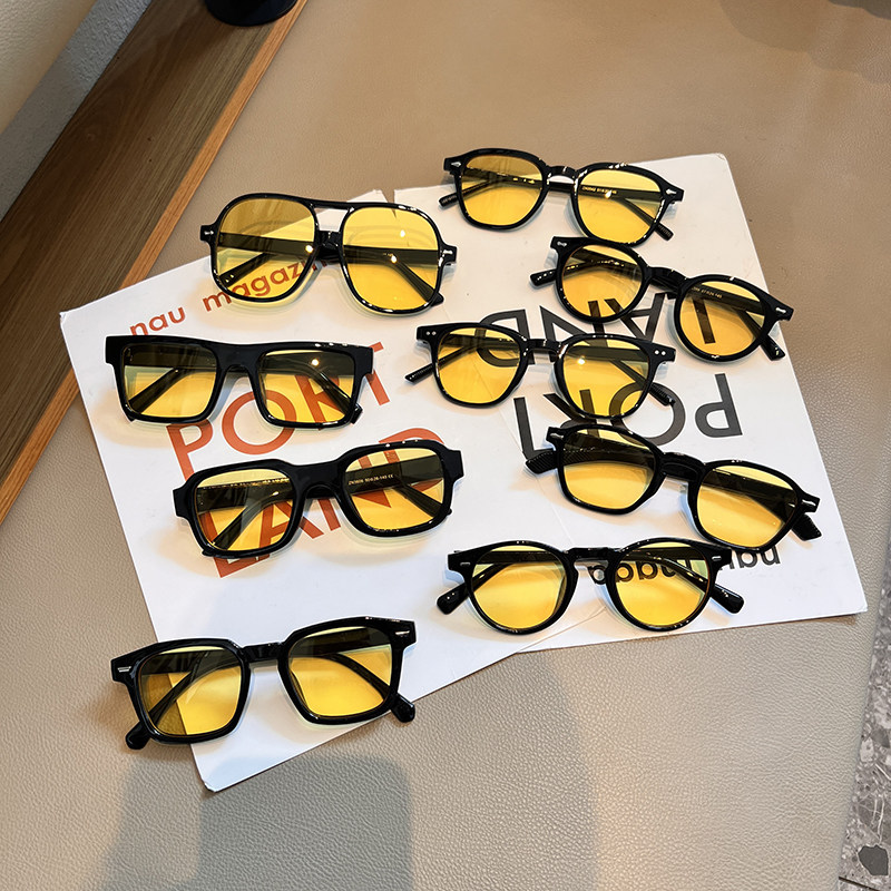 韩版夜视黄色墨镜时尚网红款大脸显瘦防紫外线太阳眼镜街拍男女潮,ZIPPO/瑞士军刀/眼镜,太阳眼镜,淘宝优惠券,粉丝福利购,淘宝优惠卷