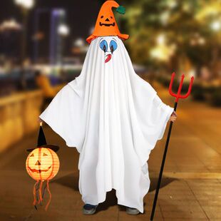 万圣节儿童服装幽灵服饰男童女童装扮cos服 白色恐怖衣服披风道具