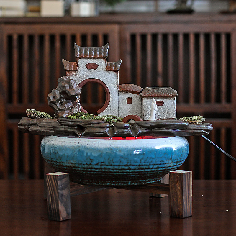 家用加湿流水器风水摆件乔迁开业装饰客厅喷泉禅意鱼池招财送礼品