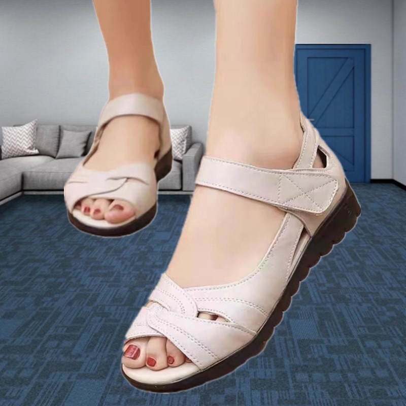 女鞋凉鞋柔软舒适平底真皮