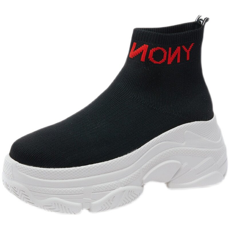 SOCK BOOTS WOMENS PLATFORM FLATFORM SHOES 2025 SPRING SUMMER NEW KOREAN VERSION OF VERSATILE HEIGHTENED BOOTS WOMENS STRETCH SKINNY BOOTS