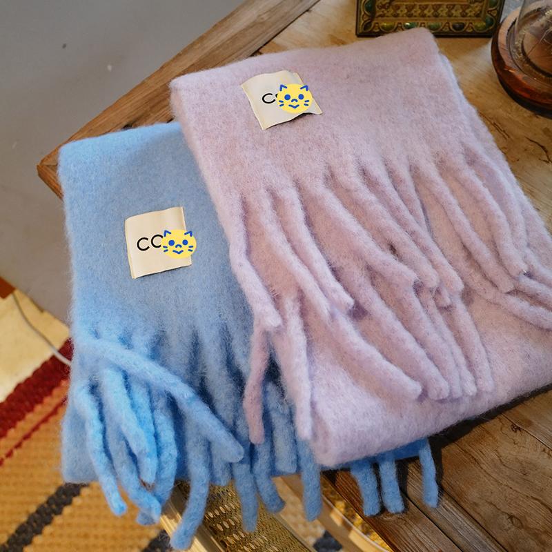 秋冬c*s家小众香芋紫纯色围巾