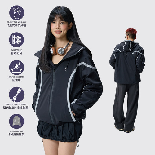 Remedy机能风反光条冲锋衣外套男女秋季潮牌情侣宽松休闲运动夹克