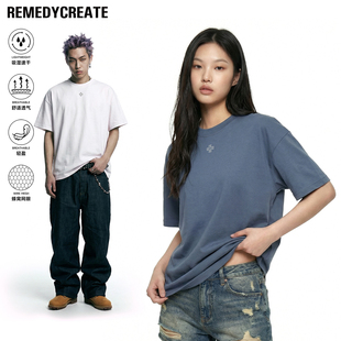 T恤男女基础款 Remedy 春夏新款 潮牌宽松短袖 休闲圆领体恤上衣 美式