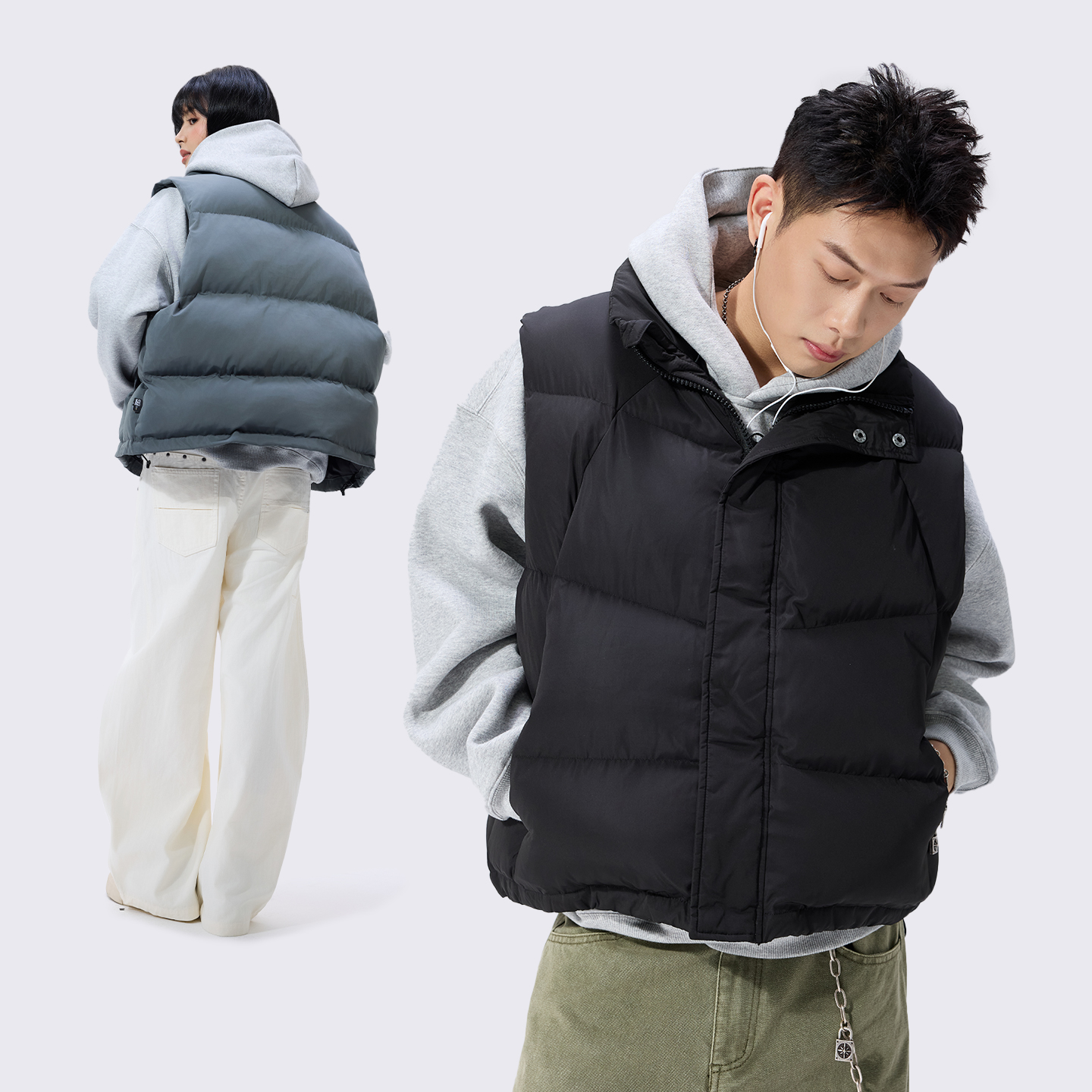 Remedy美式复古立领马甲男女秋冬新款宽松情侣装无袖坎肩背心外套