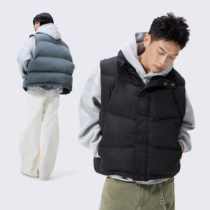 Remedy美式复古立领马甲男女秋冬新款宽松情侣装无袖坎肩背心外套