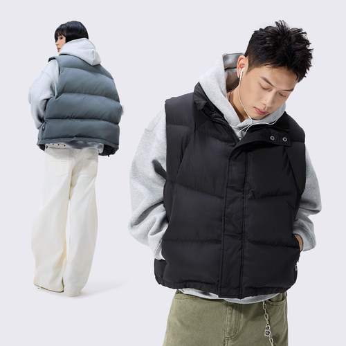 Remedy美式复古立领马甲男女秋冬新款宽松情侣装无袖坎肩背心外套