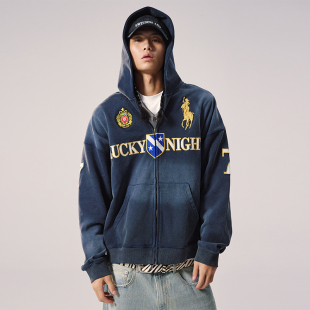 外套美式 Remedy 刺绣帽衫 春秋新款 潮牌水洗连帽卫衣男 R夫劳伦