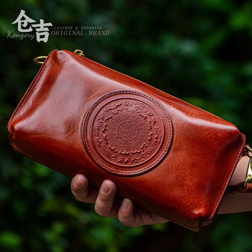 Kongery/仓吉复古做旧单肩手拿包