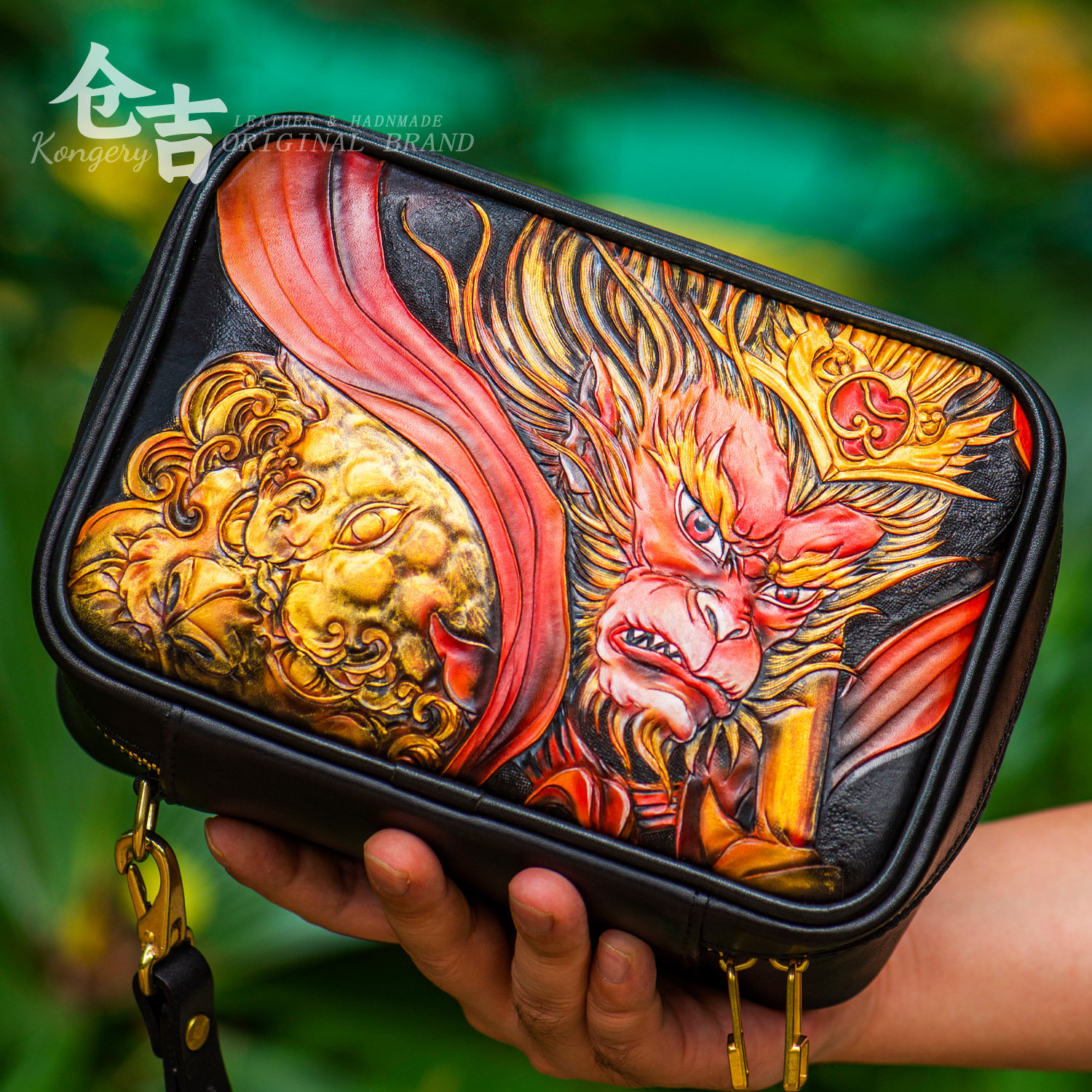 【斗战守藏】皮雕手拿包！仓吉手工头层牛皮悟空大容量真皮收纳包