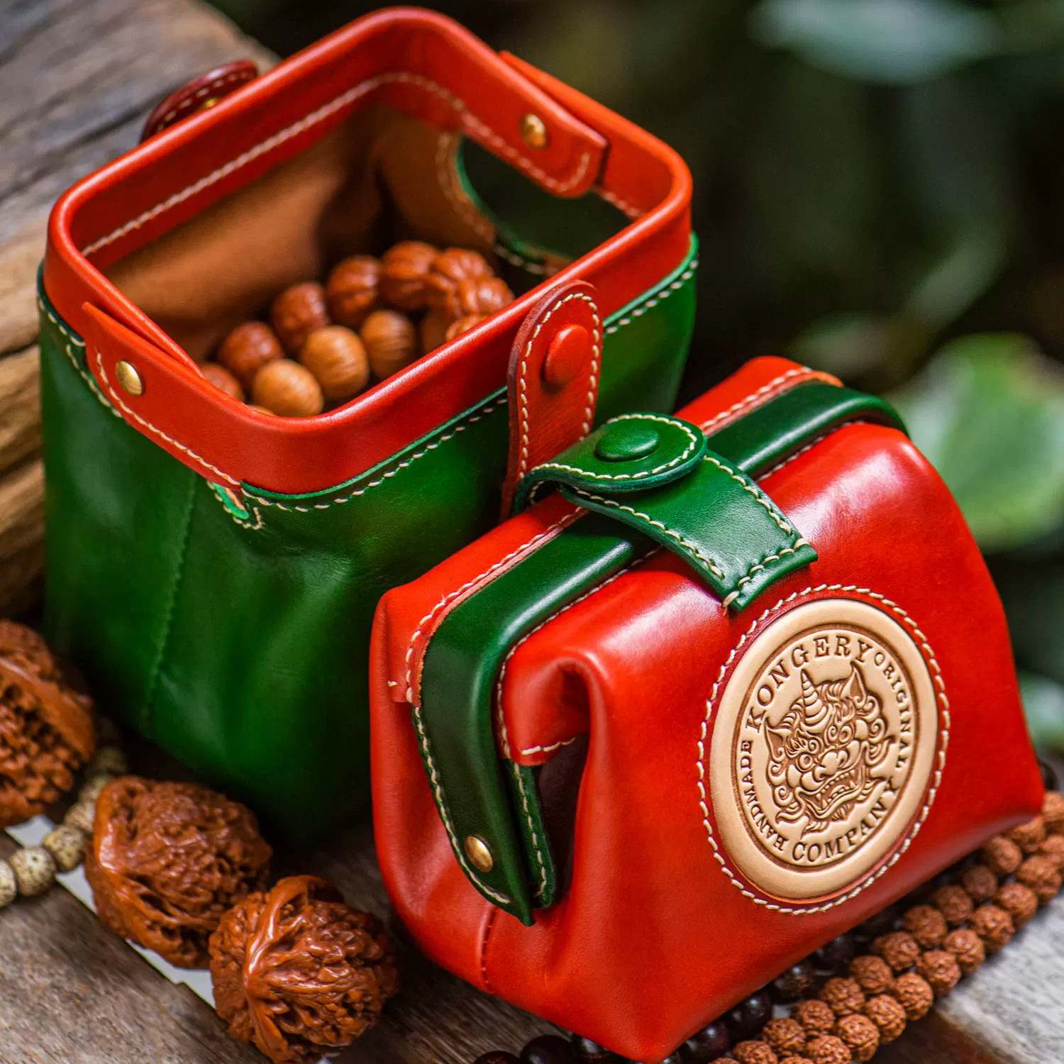 【天禄藏珍】文玩收纳袋！仓吉手工牛皮橄榄核桃手串首饰口金包