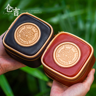 【天禄御藏】文玩收纳包！仓吉手工头层牛皮橄榄核桃手串零钱腰包