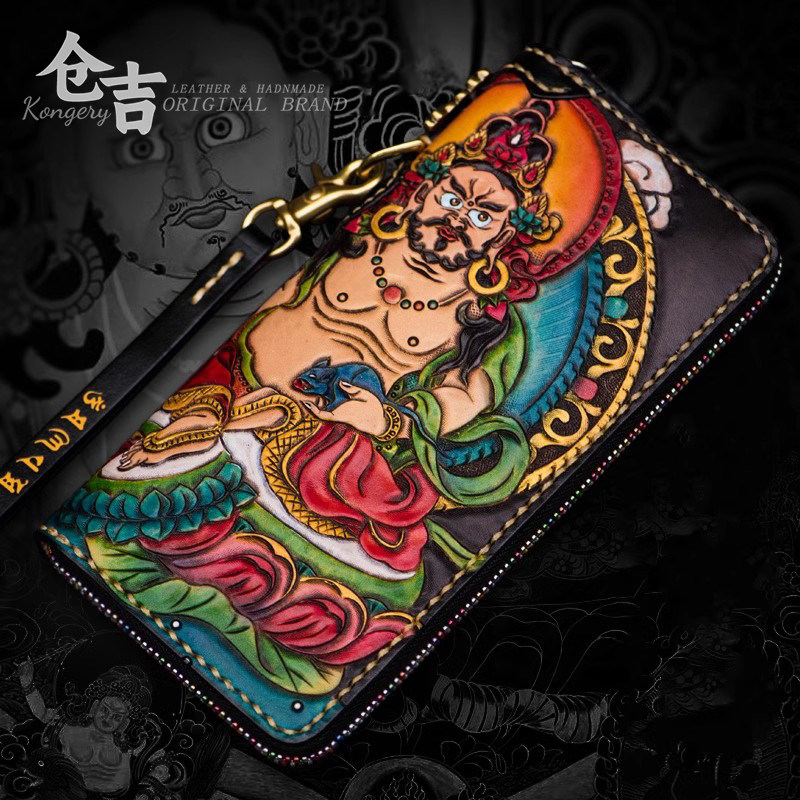 皮雕财神！手工钱包！仓吉男女长款拉链包牛皮包复古真皮手拿包,箱包皮具/热销女包/男包,钱包,淘宝优惠券,粉丝福利购,淘宝优惠卷