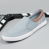 布鞋 一步赢帆布鞋 夏季 男低帮纯色休闲鞋 男橡胶底 男青年平跟懒人鞋