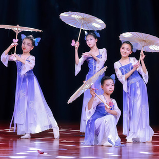 如梦令舞蹈儿童古典舞飘逸演出服女童汉服身韵纱衣伞道具表演服装
