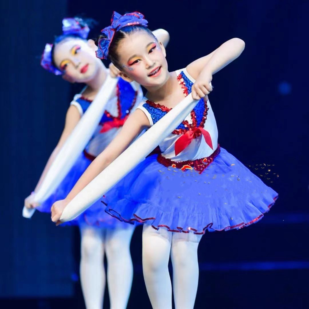 劳动最光荣演出服女童蓬蓬裙纱裙