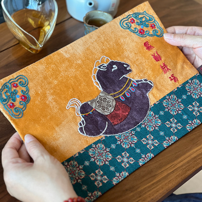 指间鲁绣非遗马年刺绣diy手工材料包布艺拼布绣花茶席杯垫自绣品,居家布艺,缝纫DIY材料套装,淘宝优惠券,粉丝福利购,淘宝优惠卷