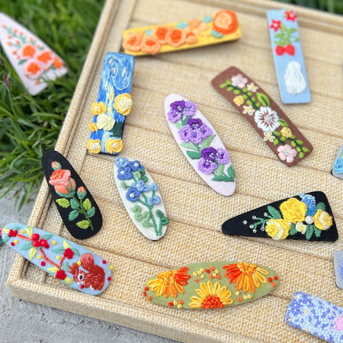 手工发夹刺绣diy非遗鲁绣指间