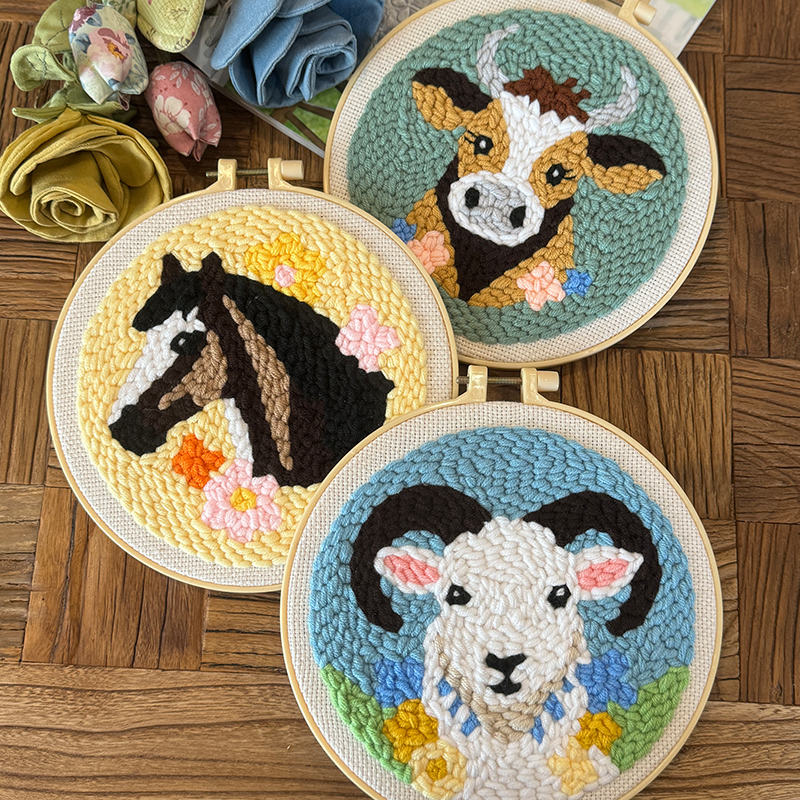 指间非遗鲁绣2026新款马年戳戳绣手工diy材料包粗毛线绣花搓搓乐