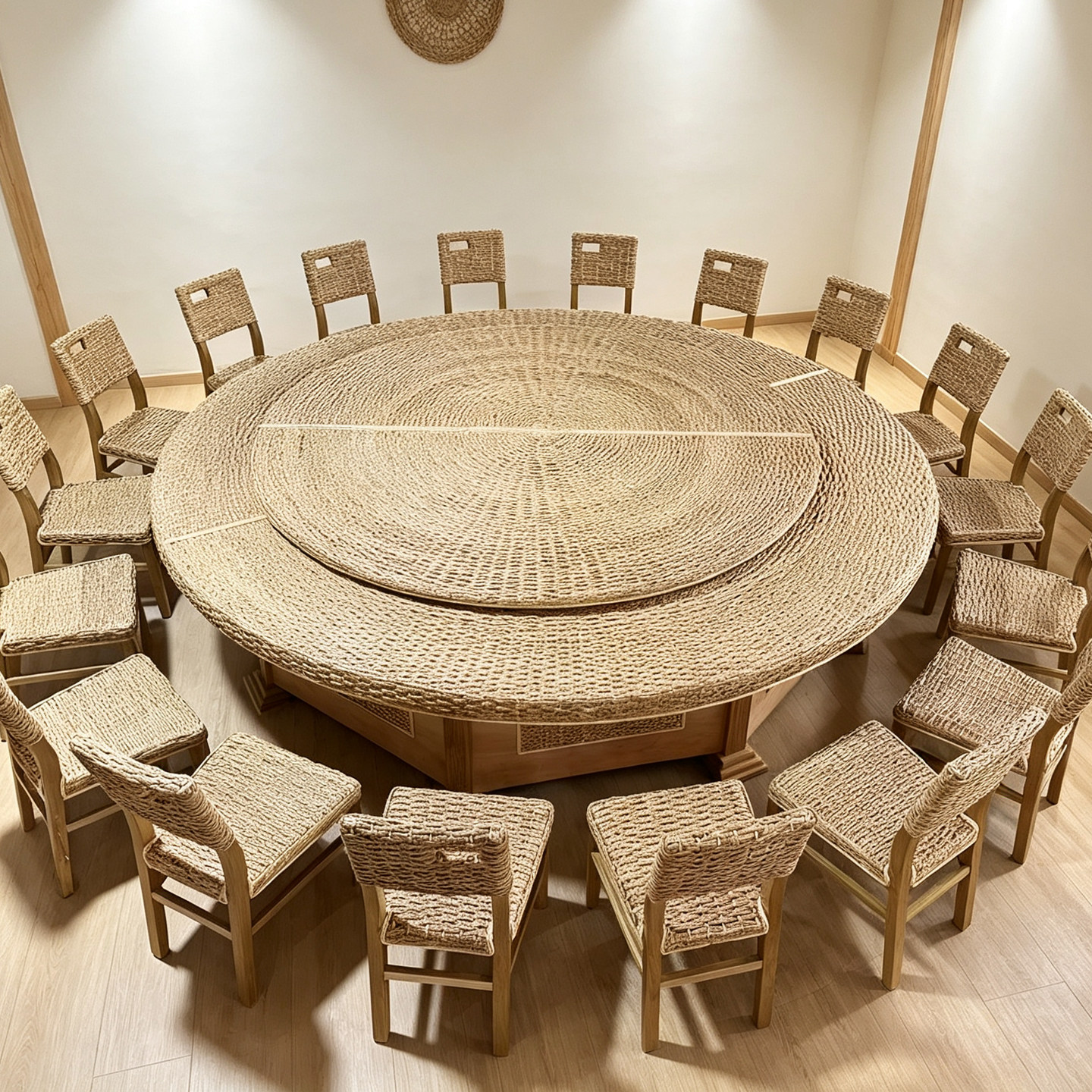 民宿藤家具山庄农家乐电动大圆桌