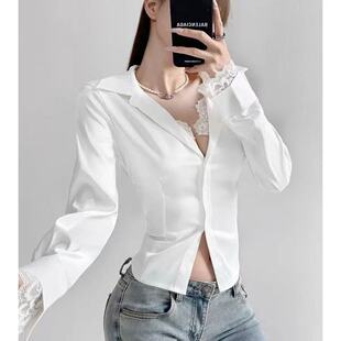 长袖 2026春秋新款 上衣女装 纯欲气质修身 衬衣高级 辣妹收腰早秋衬衫