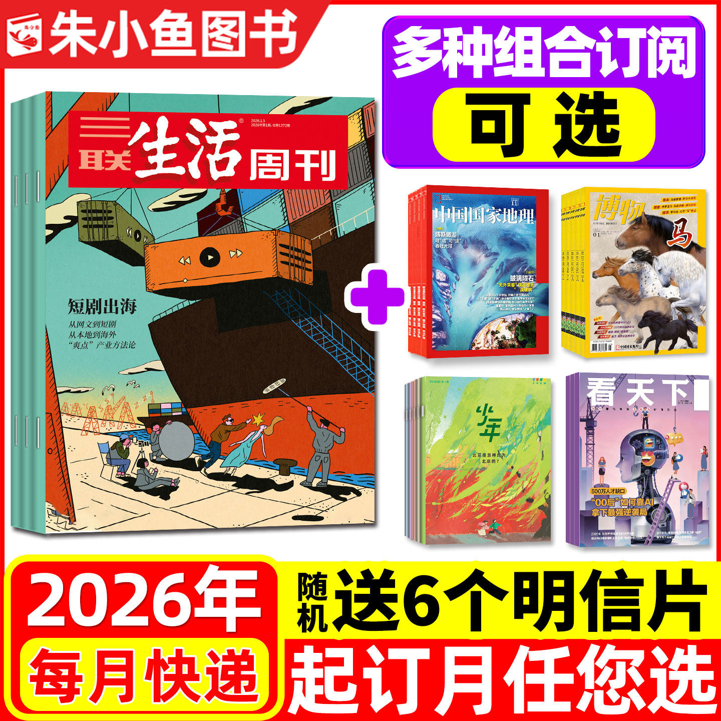 【全年订阅组合】三联生活周刊杂志+中国国家地理/少年新知/博物/看天下2026年1-12月 时事新闻话题非2025青少年科普探索百科过刊