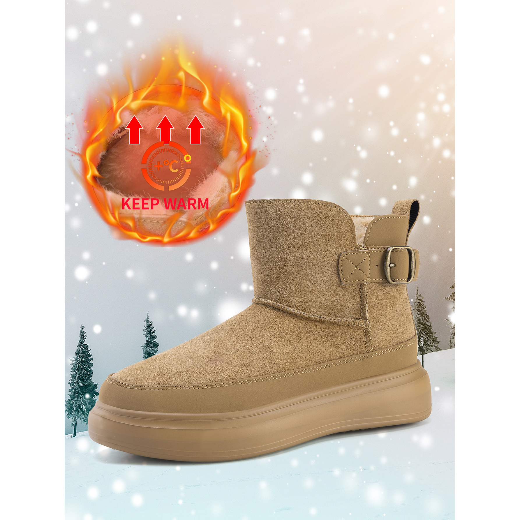 防滑短筒面包鞋东北防寒大棉靴