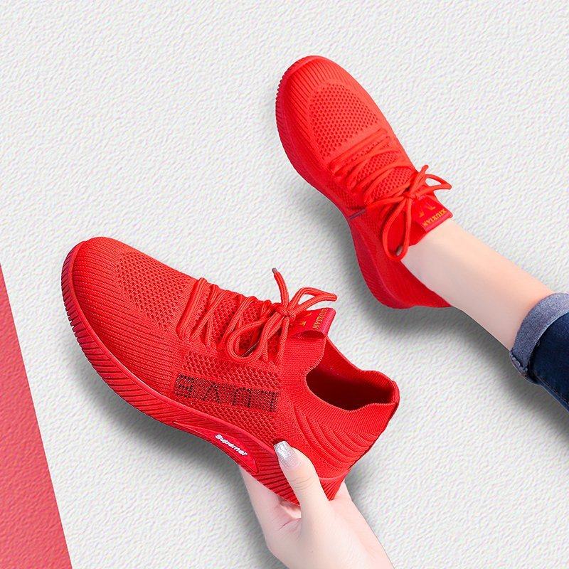 红色女鞋大红色运动鞋本命年鞋子过年伴娘鞋日常可穿不累脚旅游鞋,女鞋,时尚休闲鞋,淘宝优惠券,粉丝福利购,淘宝优惠卷