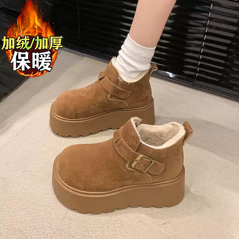 新款秋冬加绒乐福鞋34码毛毛棉鞋