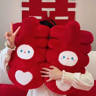 压床娃娃一对结婚喜字抱枕公仔喜娃娃婚房布置用品新婚礼物送新娘
