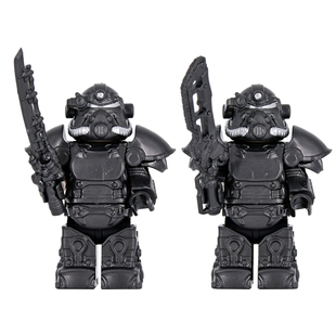 军事三方小人仔辐射动力盔甲装甲T51积木模型手办武器枪玩具科幻