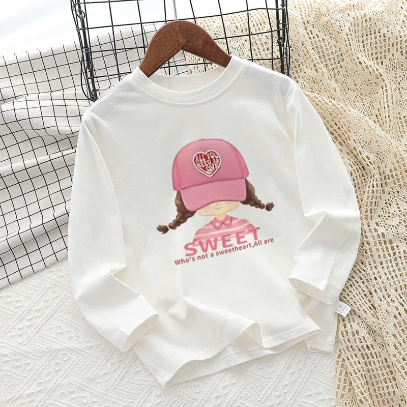 女童长袖t恤纯棉打底衫春秋2025新款中大童儿童女孩百搭上衣春装