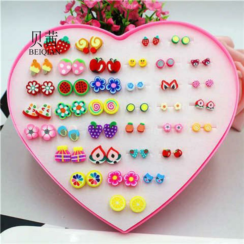 BQ韩版迷你小耳钉水果蛋糕软陶塑料耳针可爱儿童女生耳饰包邮