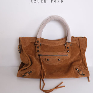 CITY胎牛反绒头层牛皮机车包真皮女包手提包单肩包斜挎包