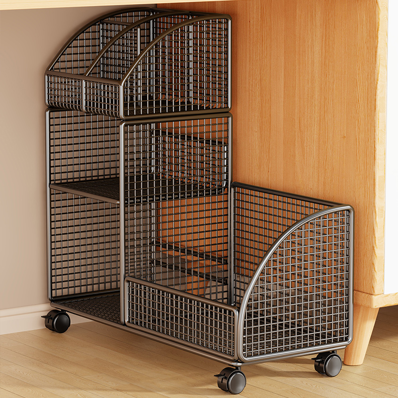 可移动桌边收纳架小书架教室旁学生书本带轮置物架书立架桌面书桌