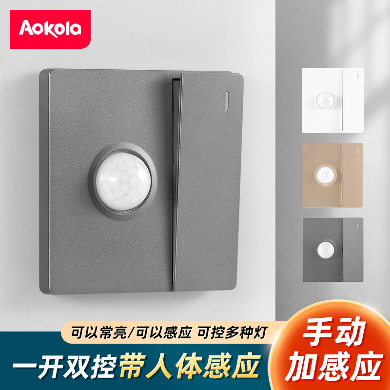 一开双控人体感应可手动可感应图片